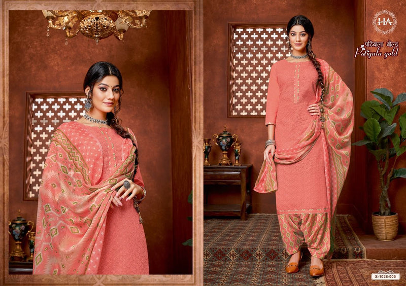 Harshit Fashion Patiyala Gold Pure Cotton Stylish Designer Festive Wear Salwar Kameez