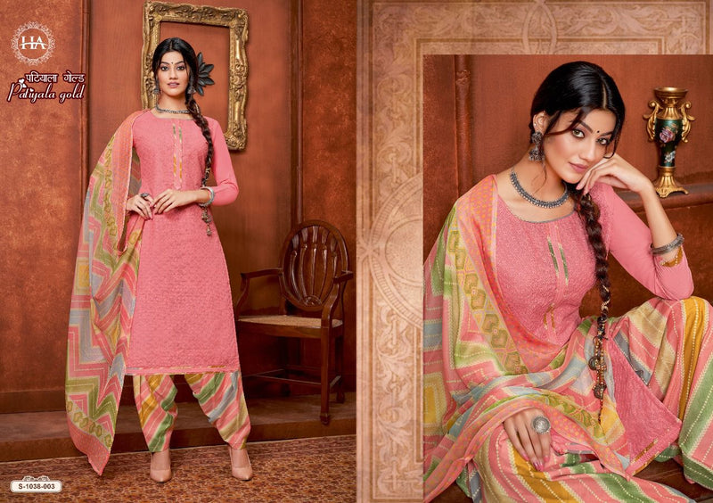 Harshit Fashion Patiyala Gold Pure Cotton Stylish Designer Festive Wear Salwar Kameez