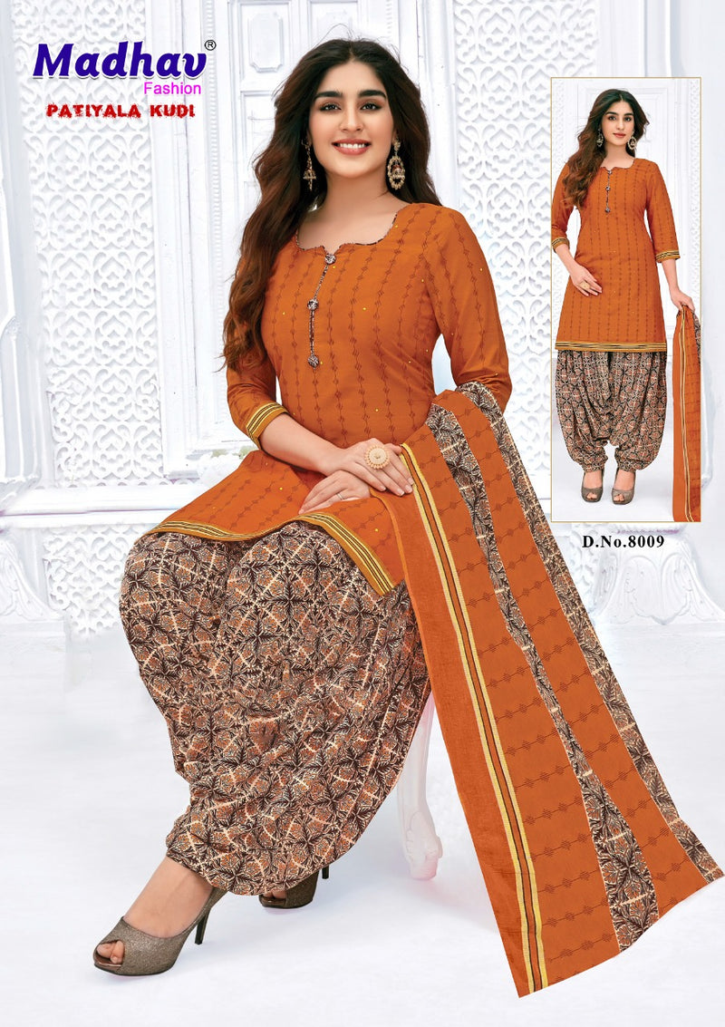 Madhav Fashion Patiyala Kudi Vol 8 Pure  Cotton Printed Patiyala Style Party Wear Salwar Suits