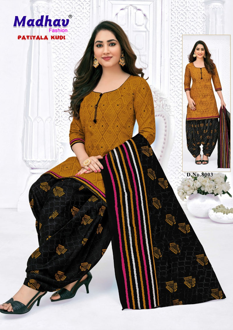 Madhav Fashion Patiyala Kudi Vol 8 Pure  Cotton Printed Patiyala Style Party Wear Salwar Suits