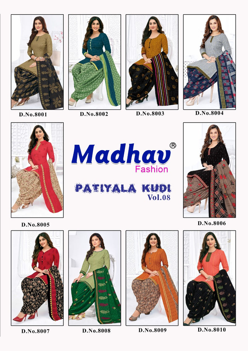 Madhav Fashion Patiyala Kudi Vol 8 Pure  Cotton Printed Patiyala Style Party Wear Salwar Suits