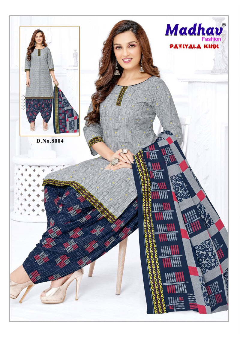 Madhav Fashion Patiyala Kudi Vol 8 Pure  Cotton Printed Patiyala Style Party Wear Salwar Suits