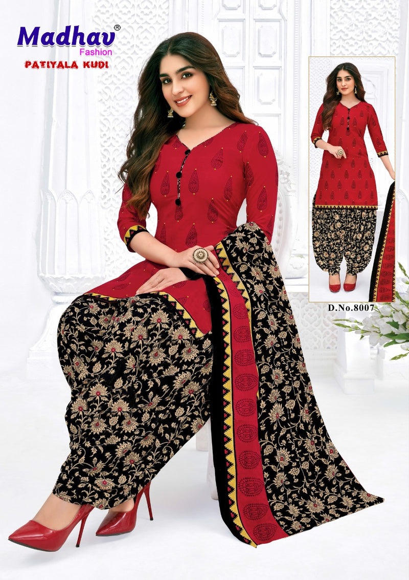 Madhav Fashion Patiyala Kudi Vol 8 Pure  Cotton Printed Patiyala Style Party Wear Salwar Suits