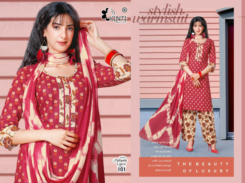 Kinti Patiyala Queen Vol 1 Cambric Cotton Patiyala Style Party Wear Kurtis With Bottom & Dupatta