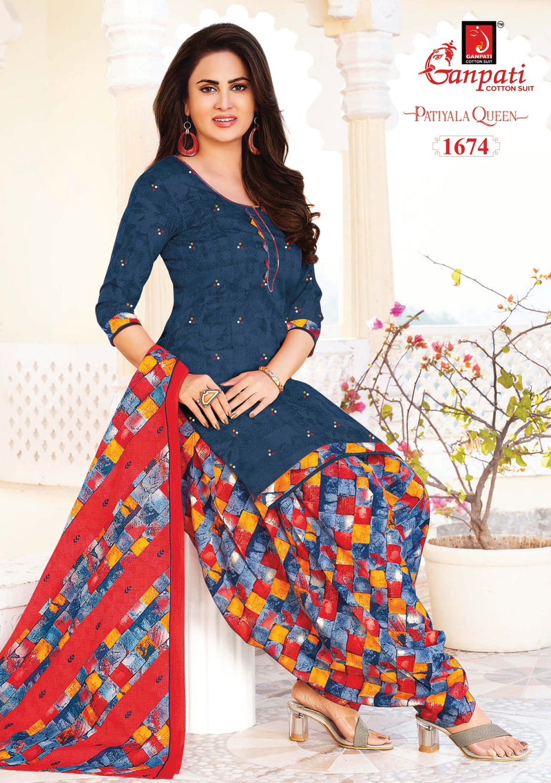 Ganpati Patiyala Queens Vol 5 Pure Cotton With Printed Work Stylish Designer Casual Wear Salwar Suit