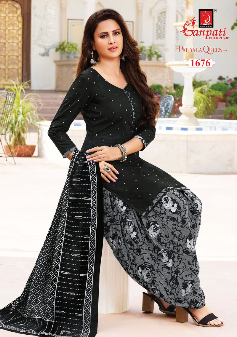 Ganpati Patiyala Queens Vol 5 Pure Cotton With Printed Work Stylish Designer Casual Wear Salwar Suit