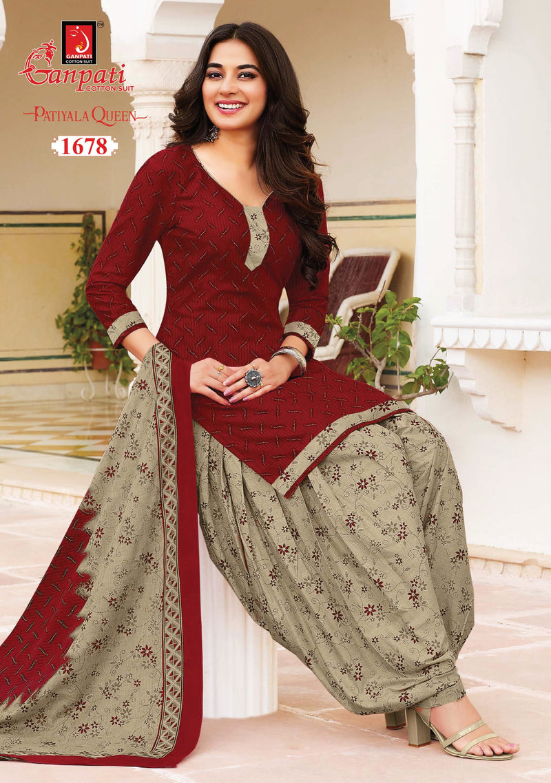 Ganpati Patiyala Queens Vol 5 Pure Cotton With Printed Work Stylish Designer Casual Wear Salwar Suit