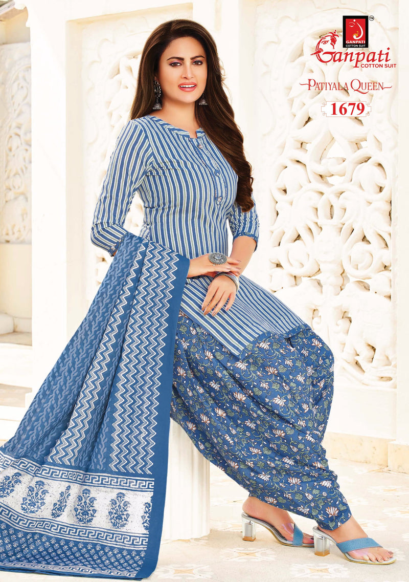 Ganpati Patiyala Queens Vol 5 Pure Cotton With Printed Work Stylish Designer Casual Wear Salwar Suit