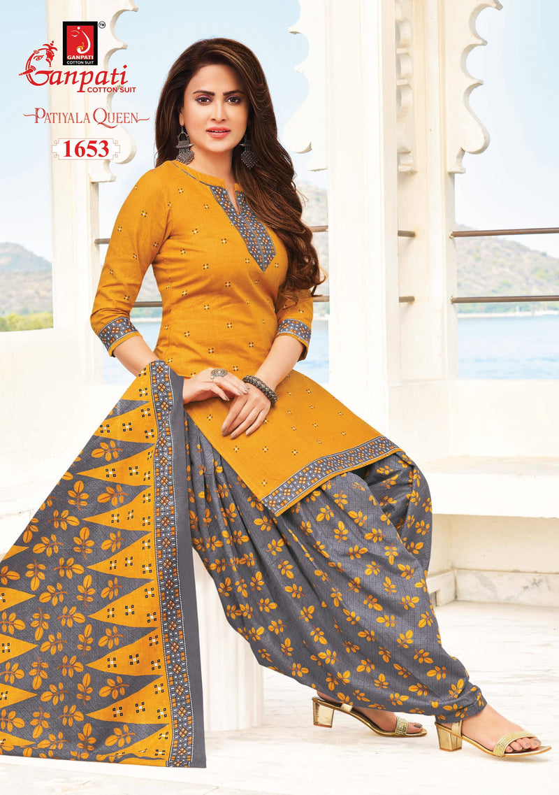 Ganpati Patiyala Queens Vol 5 Pure Cotton With Printed Work Stylish Designer Casual Wear Salwar Suit