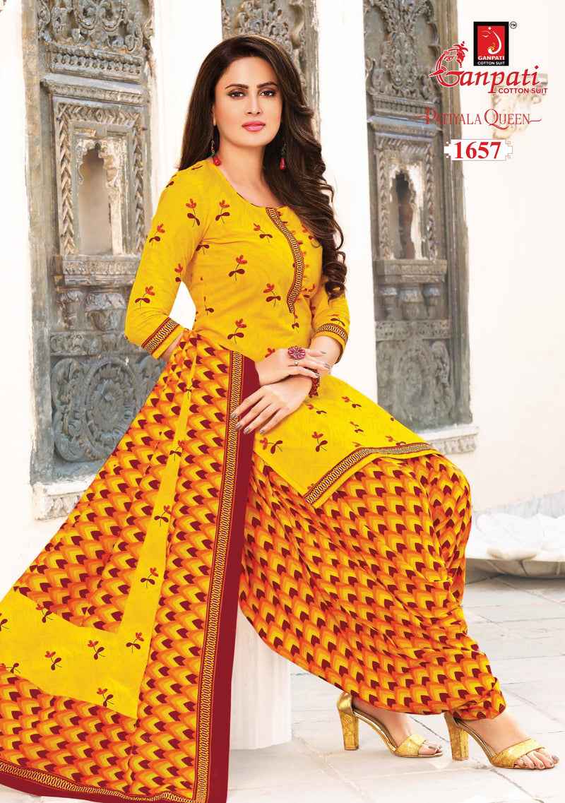 Ganpati Patiyala Queens Vol 5 Pure Cotton With Printed Work Stylish Designer Casual Wear Salwar Suit