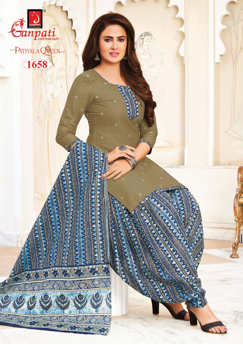 Ganpati Patiyala Queens Vol 5 Pure Cotton With Printed Work Stylish Designer Casual Wear Salwar Suit
