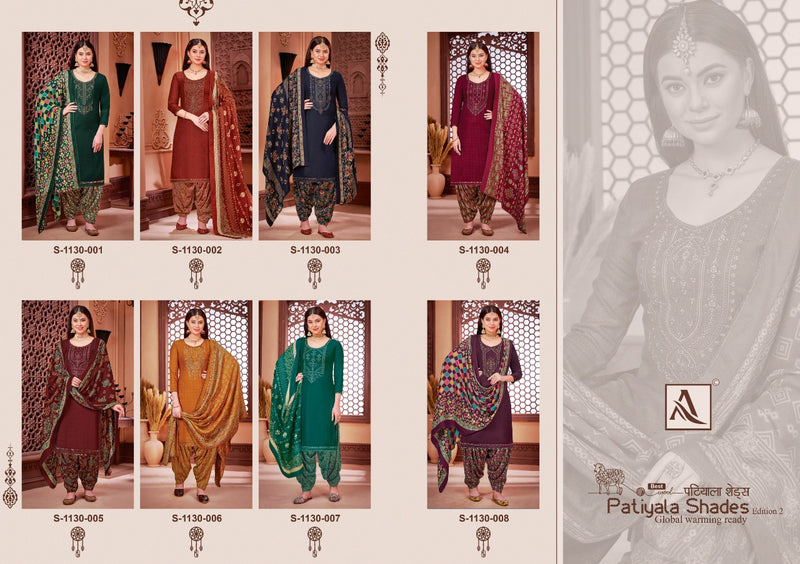 Alok Suit Patiyala Shades Vol 2 Pashmina With Embroidery Work Stylish Designer Salwar Kameez