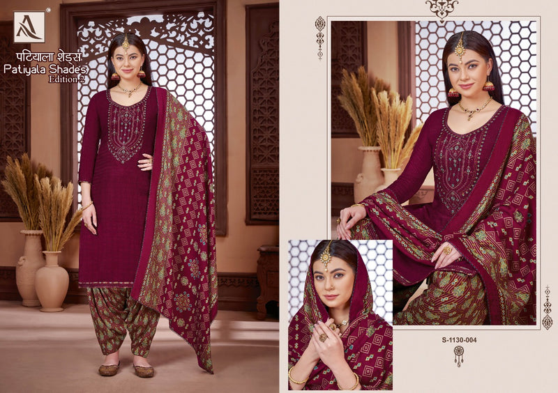 Alok Suit Patiyala Shades Vol 2 Pashmina With Embroidery Work Stylish Designer Salwar Kameez