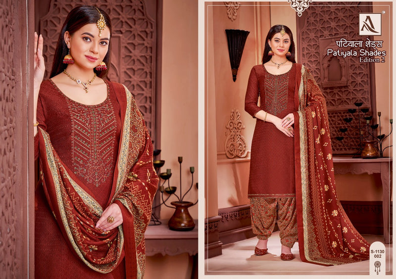 Alok Suit Patiyala Shades Vol 2 Pashmina With Embroidery Work Stylish Designer Salwar Kameez
