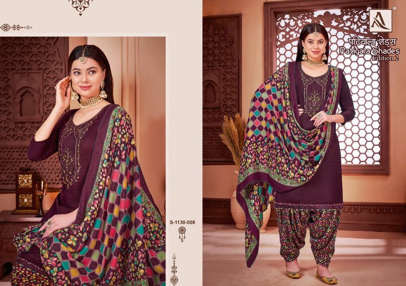 Alok Suit Patiyala Shades Vol 2 Pashmina With Embroidery Work Stylish Designer Salwar Kameez
