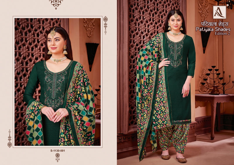 Alok Suit Patiyala Shades Vol 2 Pashmina With Embroidery Work Stylish Designer Salwar Kameez
