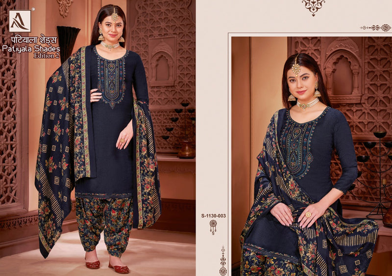 Alok Suit Patiyala Shades Vol 2 Pashmina With Embroidery Work Stylish Designer Salwar Kameez