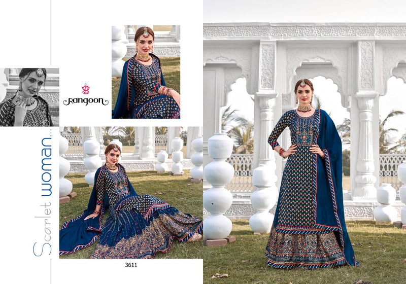 Rangoon Patrani Rayon Embroidered Designer Wedding Wear Kurtis With Skirt