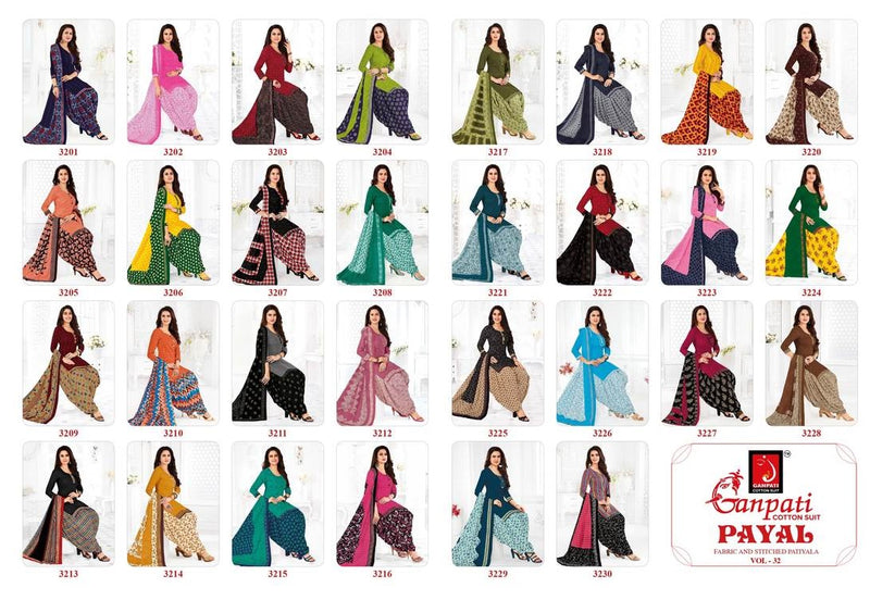 Ganpati Payal Vol 32 Cotton Printed Patiyala Festive Wear Salwar Suits