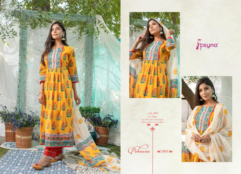 Psyna Pehnawa New Edition Vol 2 Cotton Fancy Printed Festive Wear Kurtis With Dupatta & Bottom