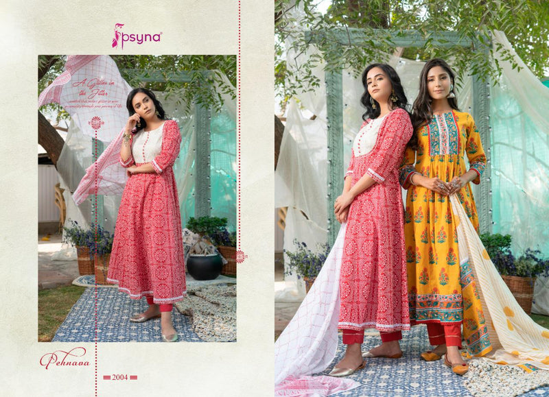 Psyna Pehnawa New Edition Vol 2 Cotton Fancy Printed Festive Wear Kurtis With Dupatta & Bottom