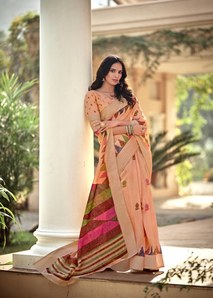 Lt Fashion Pearl Linen Cotton Fancy Stylish Party Wear Sarees