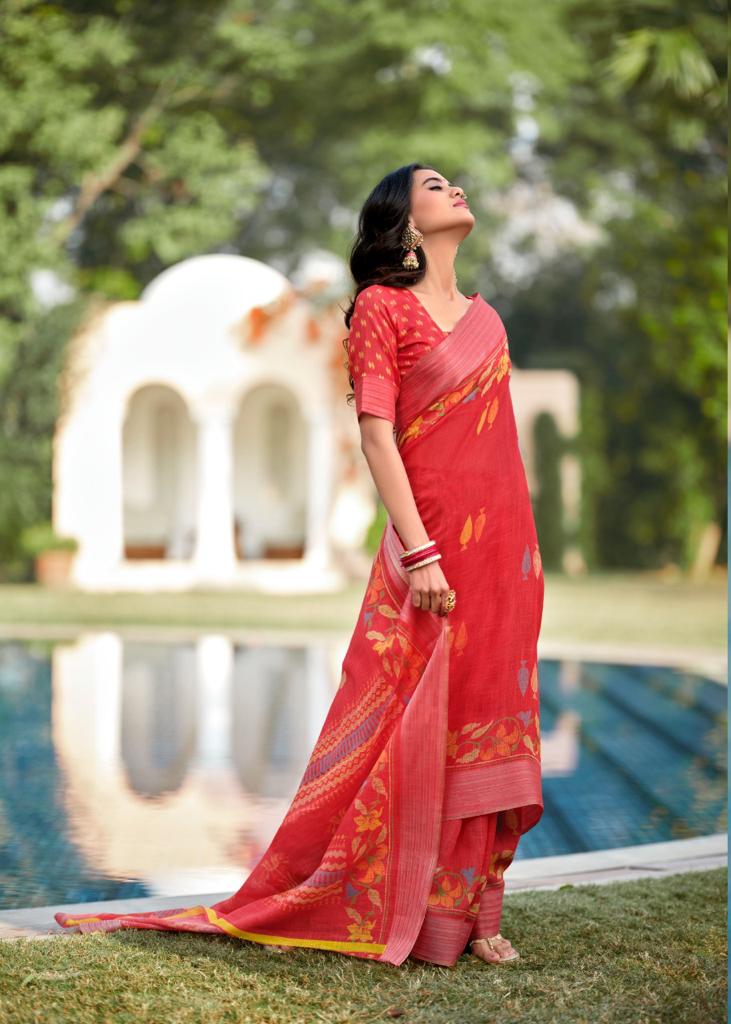 Lt Fashion Pearl Linen Cotton Fancy Stylish Party Wear Sarees