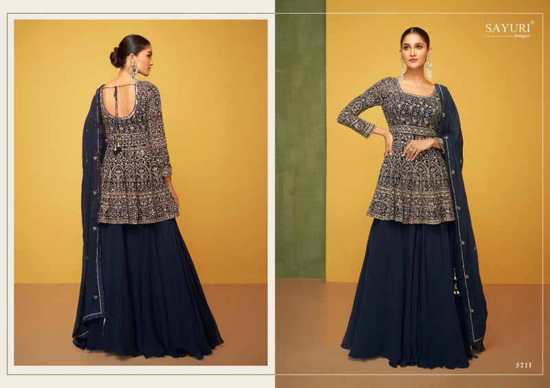 Sayuri Designer Petals Gold Georgette Heavy Embroidery Fancy Designer Partywear Kurti