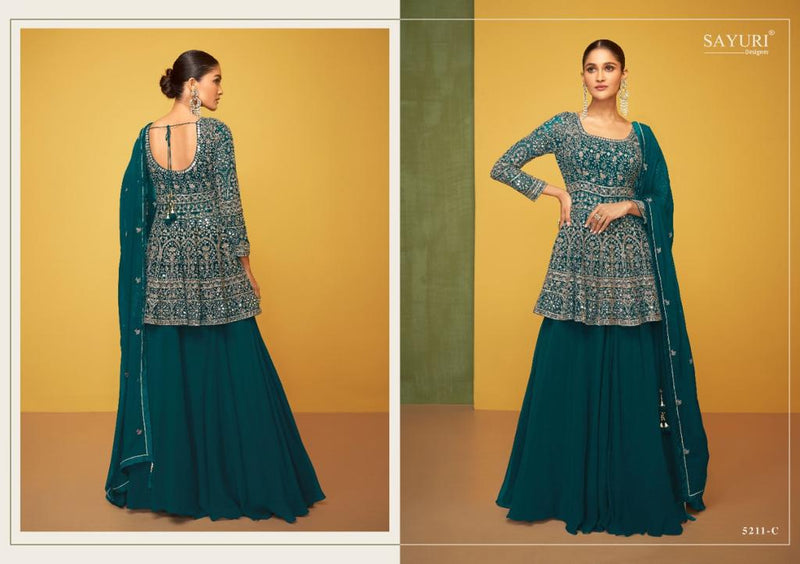 Sayuri Designer Petals Gold Georgette Heavy Embroidery Fancy Designer Partywear Kurti
