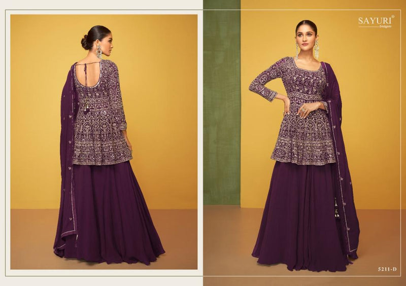 Sayuri Designer Petals Gold Georgette Heavy Embroidery Fancy Designer Partywear Kurti