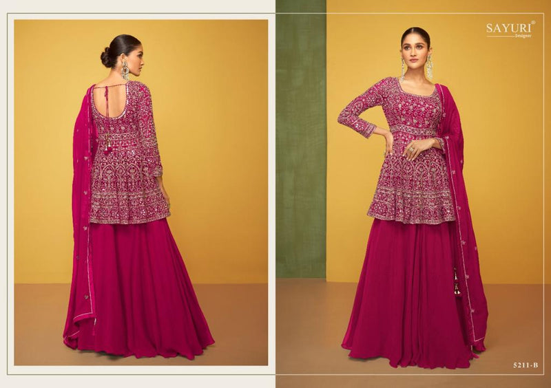 Sayuri Designer Petals Gold Georgette Heavy Embroidery Fancy Designer Partywear Kurti