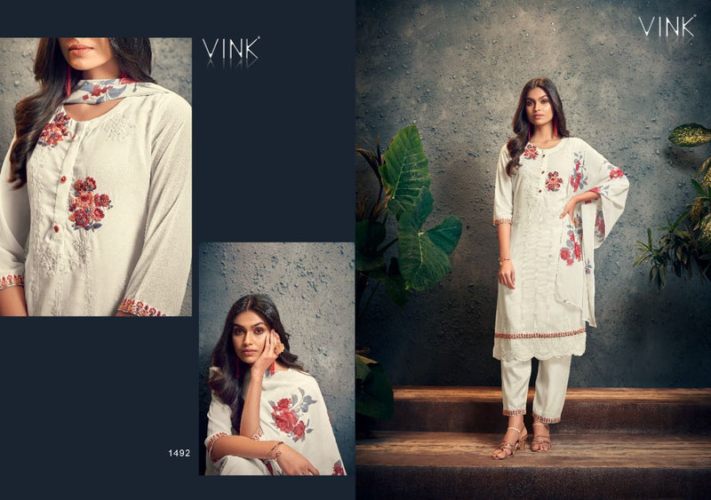 Vink Phulkari Georgette Embroidered Party Wear Kurtis With Dupatta & Bottom