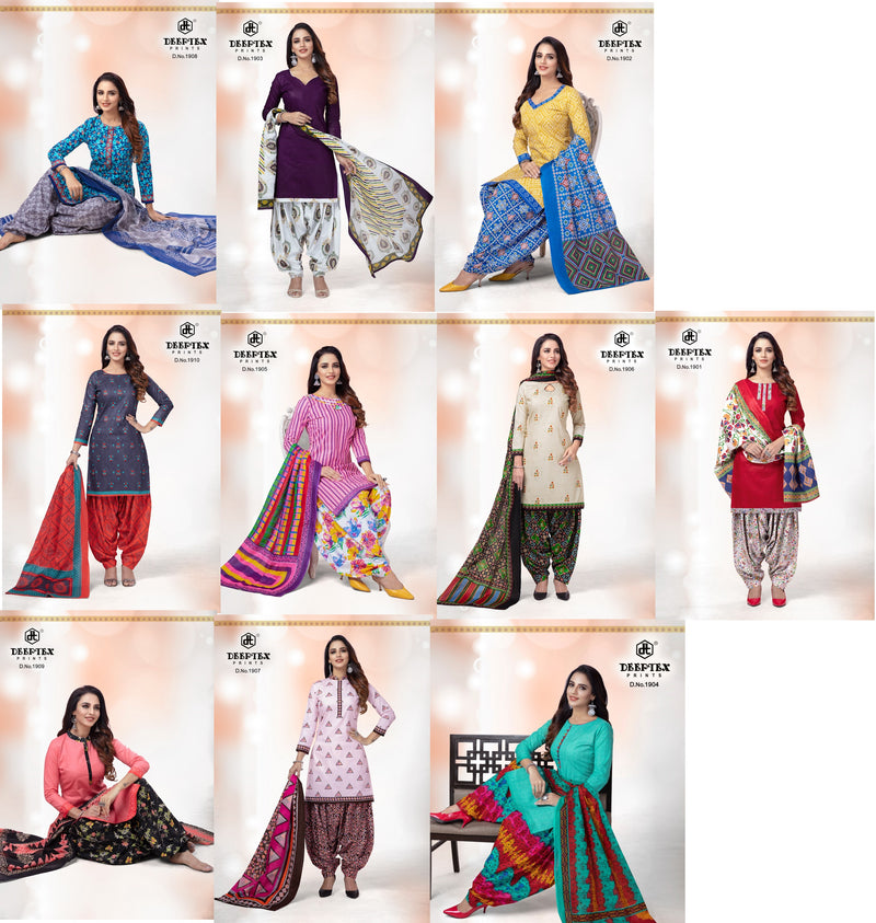 Deeptex Prints Pichkari Vol 19 Cotton Printed Patiala Style Fancy Stylish Party Wear Salwar Suits
