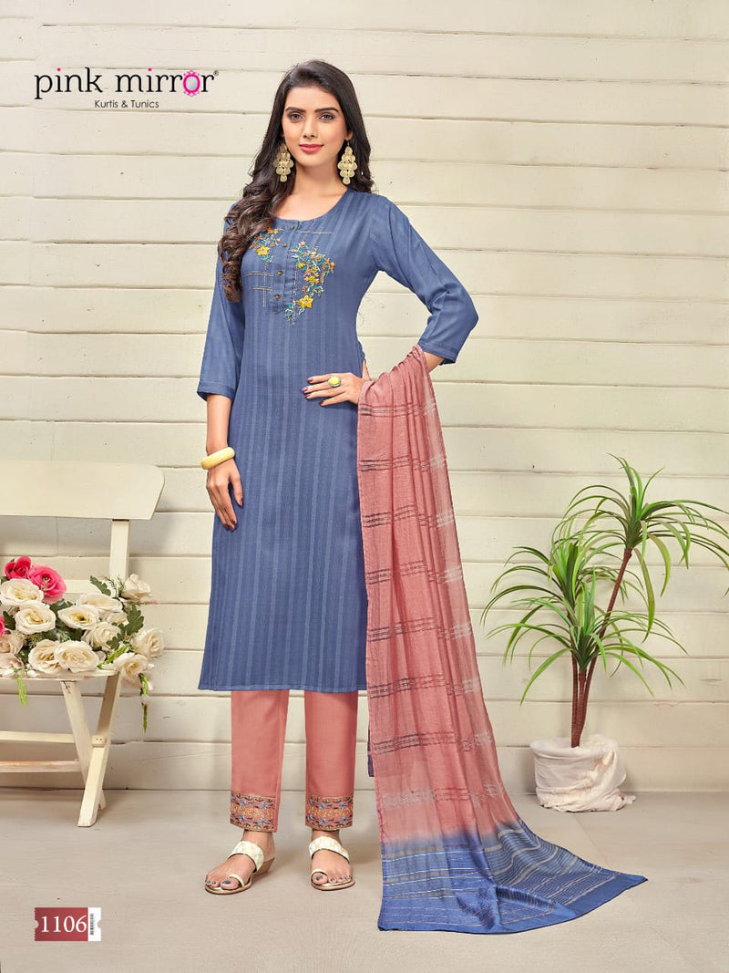 Pink Mirror Fragrance  Viscose Festive Wear Kurtis With Bottom & Dupatta