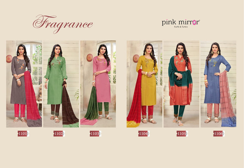 Pink Mirror Fragrance  Viscose Festive Wear Kurtis With Bottom & Dupatta