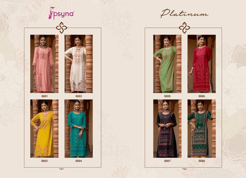 Psyna Platinum Vol 5 Rayon Fancy Printed Designer Kurti