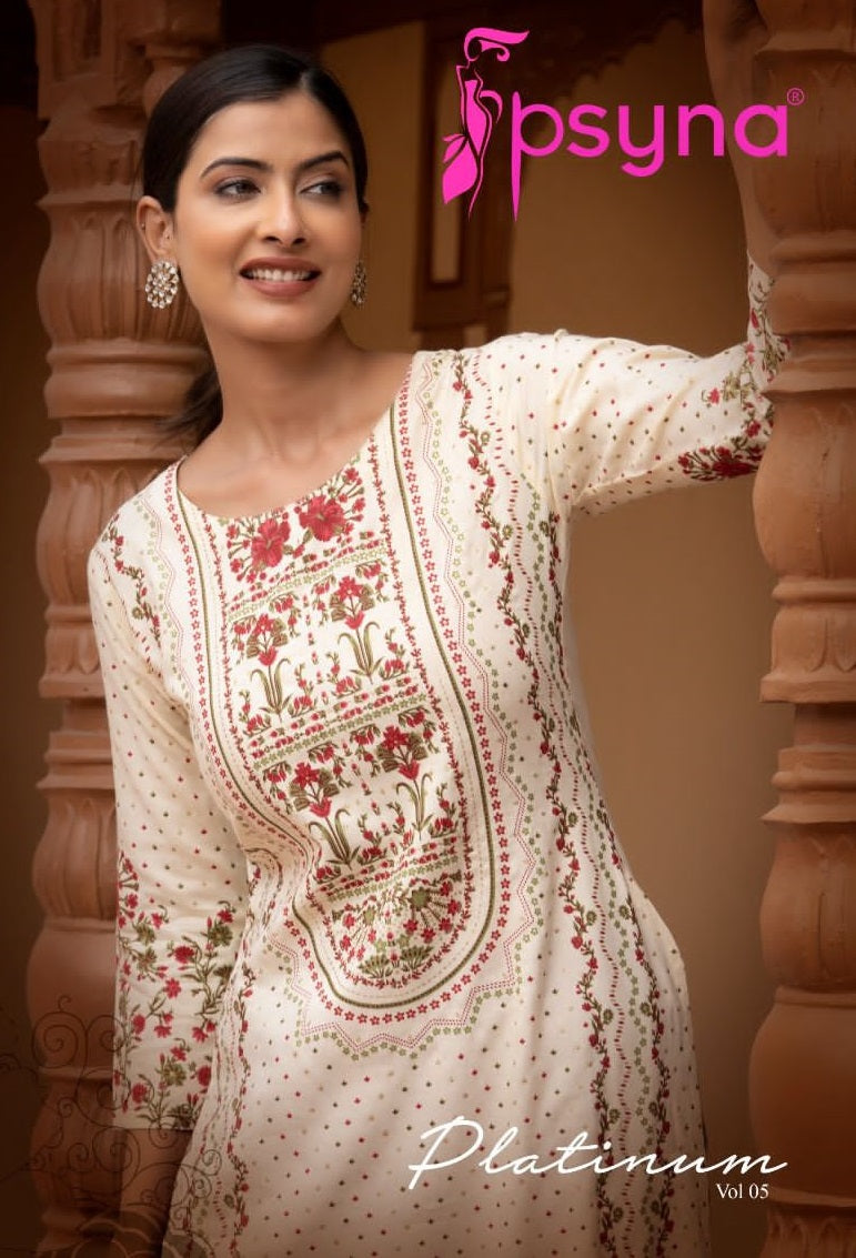 Psyna Platinum Vol 5 Rayon Fancy Printed Designer Kurti