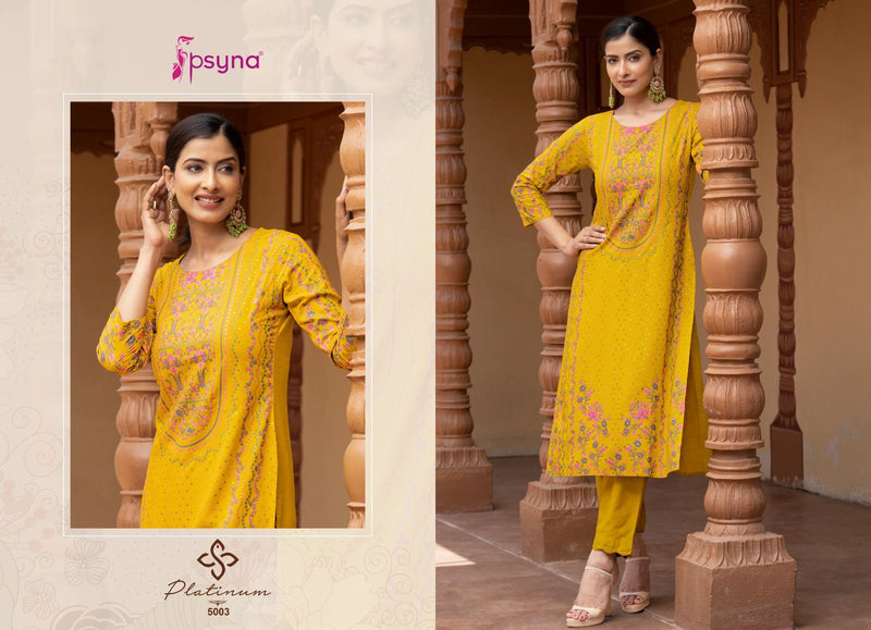 Psyna Platinum Vol 5 Rayon Fancy Printed Designer Kurti