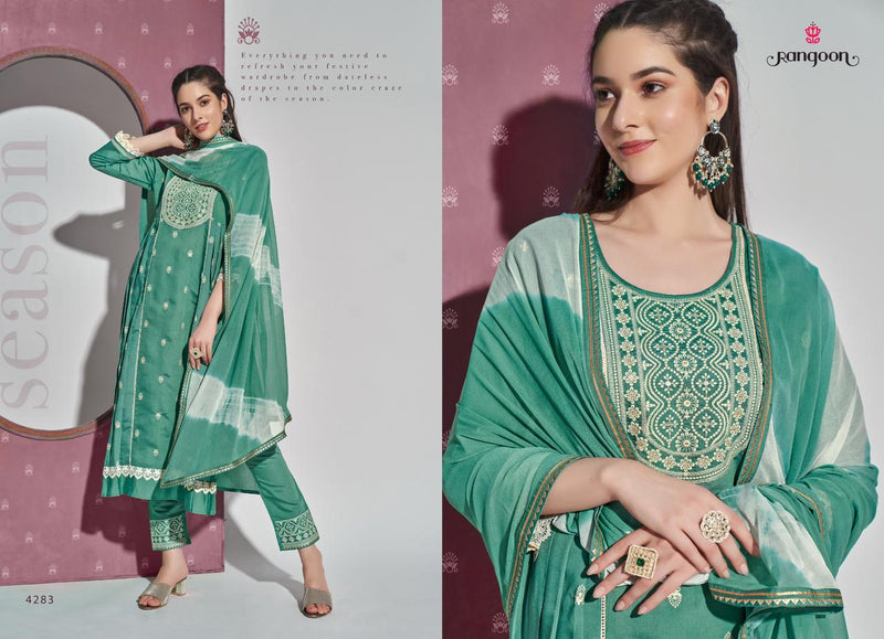 Rangoon Pooja Viscos Cotton Embroidery Fancy Work Sifli Lace Nayra Style Fancy Designer Partywear Kurti