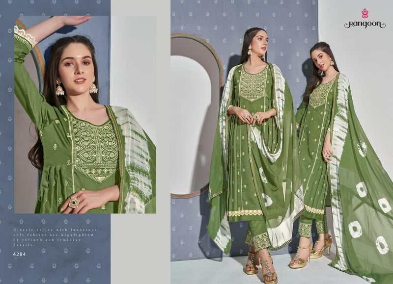 Rangoon Pooja Viscos Cotton Embroidery Fancy Work Sifli Lace Nayra Style Fancy Designer Partywear Kurti