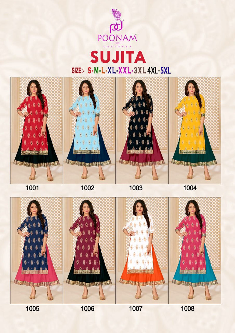 Poonam Designer Sujita Pure Rayon Party Wear Gown Style Kurtis