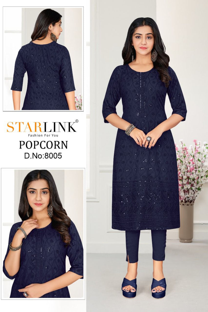 Starlink Popcorn Rayon With Beautiful Fancy Work Stylish Designer Party Wear Fancy Kurti