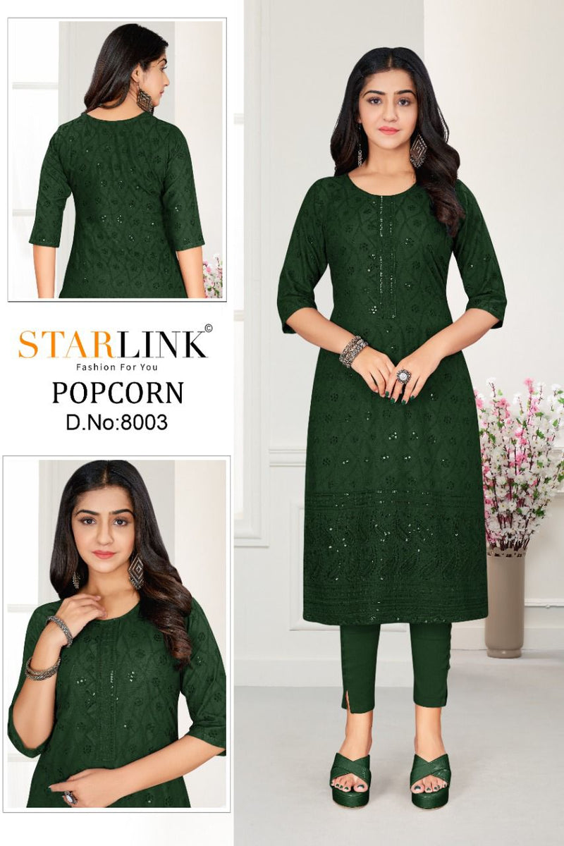 Starlink Popcorn Rayon With Beautiful Fancy Work Stylish Designer Party Wear Fancy Kurti