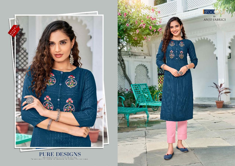 Anju Fabrics Popular Vol 1 Cotton Lurex Fancy Stylish Party Wear Kurtis With Bottom
