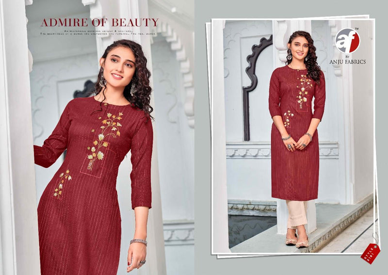 Anju Fabrics Popular Vol 1 Cotton Lurex Fancy Stylish Party Wear Kurtis With Bottom