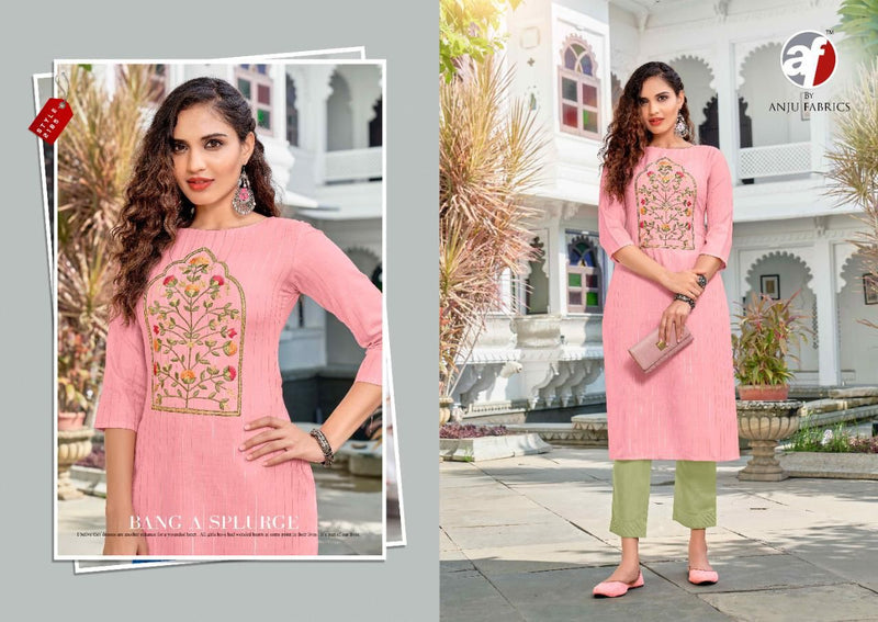 Anju Fabrics Popular Vol 1 Cotton Lurex Fancy Stylish Party Wear Kurtis With Bottom