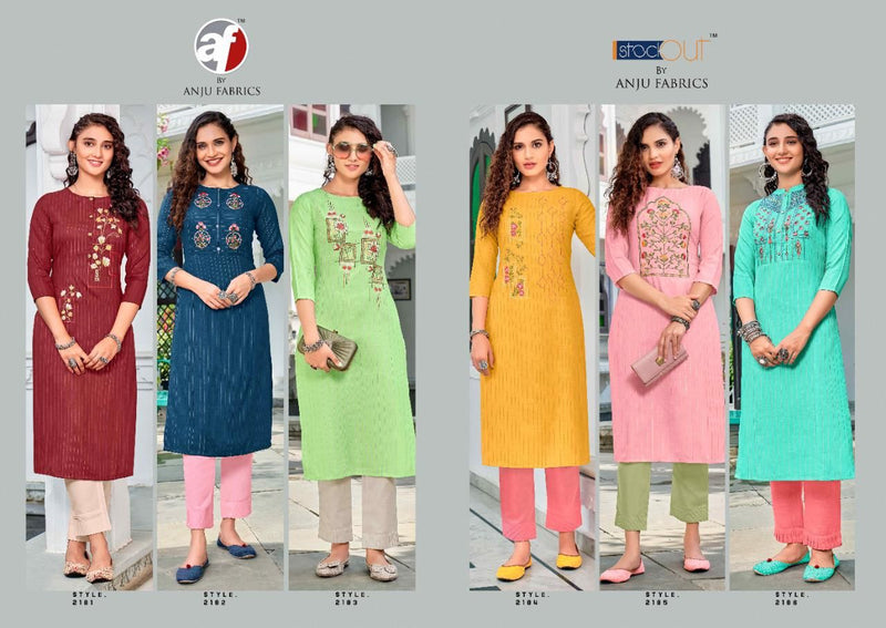 Anju Fabrics Popular Vol 1 Cotton Lurex Fancy Stylish Party Wear Kurtis With Bottom
