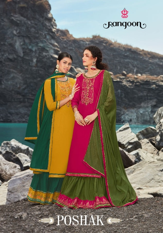 Rangoon Poshak Jam Silk With Heavy Embroidery Work Stylish Designer Festive Wear Fancy Kurti