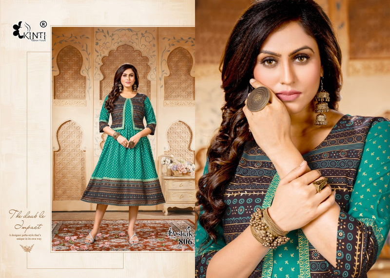 Kinti Poshak Vol 8 Rayon Fancy Party Wear Kurtis With Koti Pattern