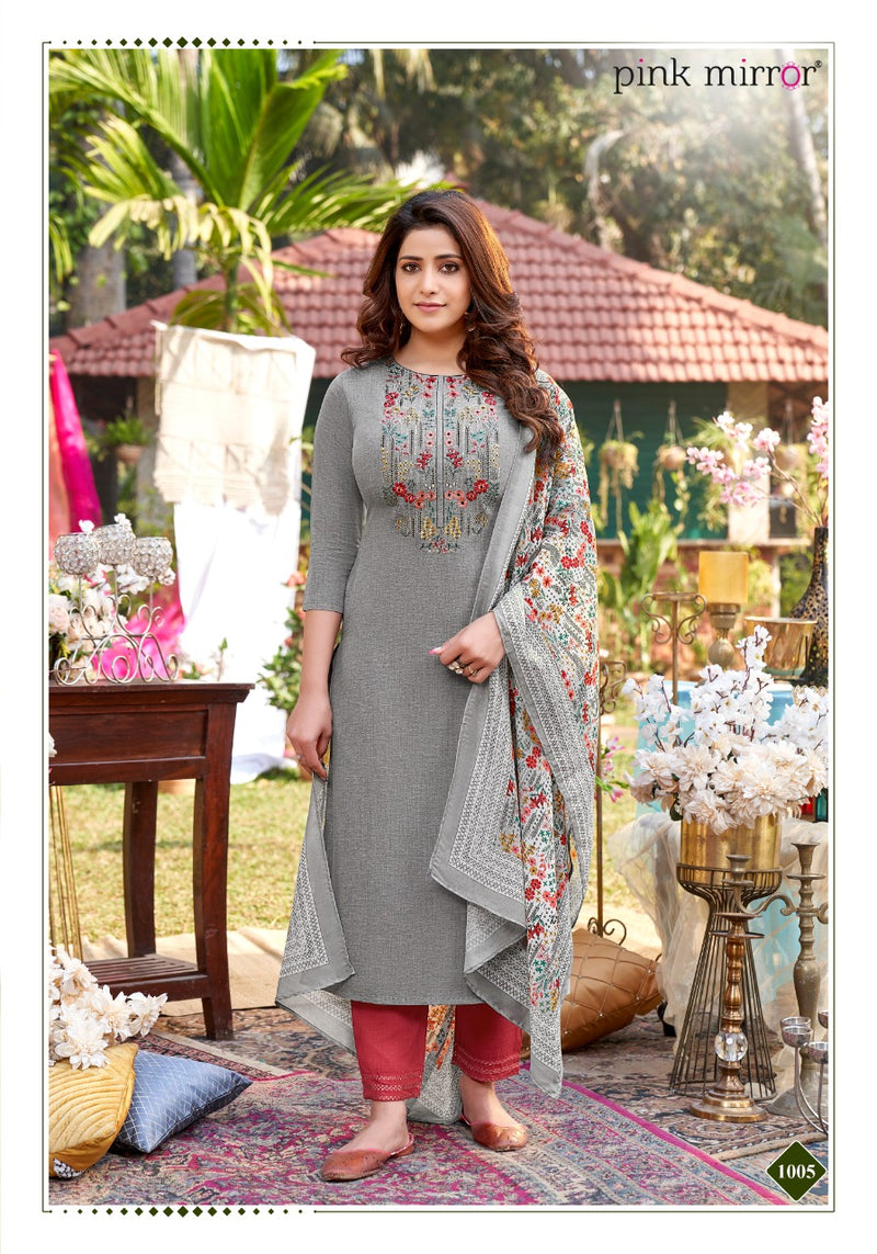 Pink Mirror Precious Viscose Silk Party Wear Kurtis With Fancy Embroidery Work